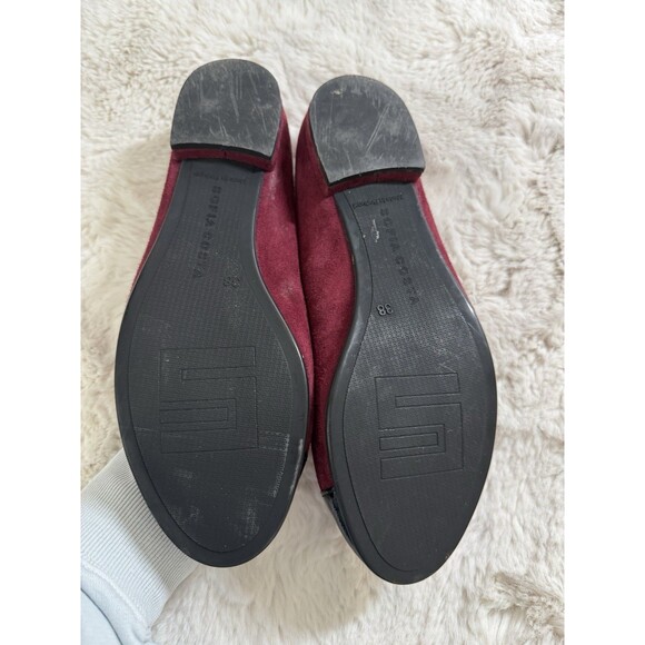 Pel’arte Women’s Ballerina Flats Red Suede Tassel Fall Black Cap Holiday 7.5/38 - Picture 9 of 10